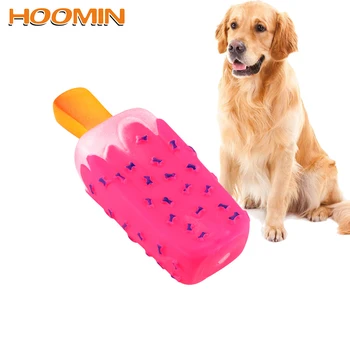 

HOOMIN Squeak Toys Pet Dog Toy Cat Puppy Bite Chew Molar Toy For Pet Gifts Pet Supplies Pink Popsicle Shaped Non-toxic Rubber