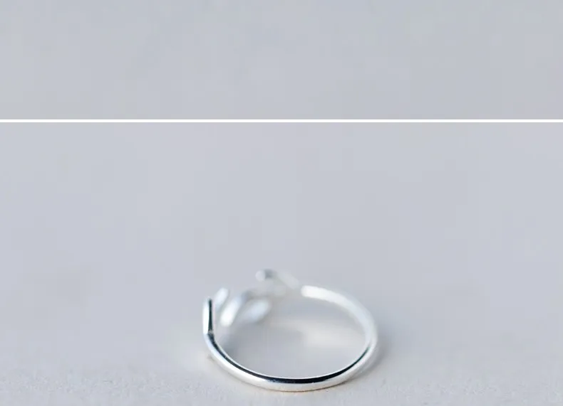 Простые роскошные 925 пробы серебряные кольца для женщин Изысканные гладкие Рождественские рога обручальное кольцо открытые Ювелирные Изделия Bague Femme