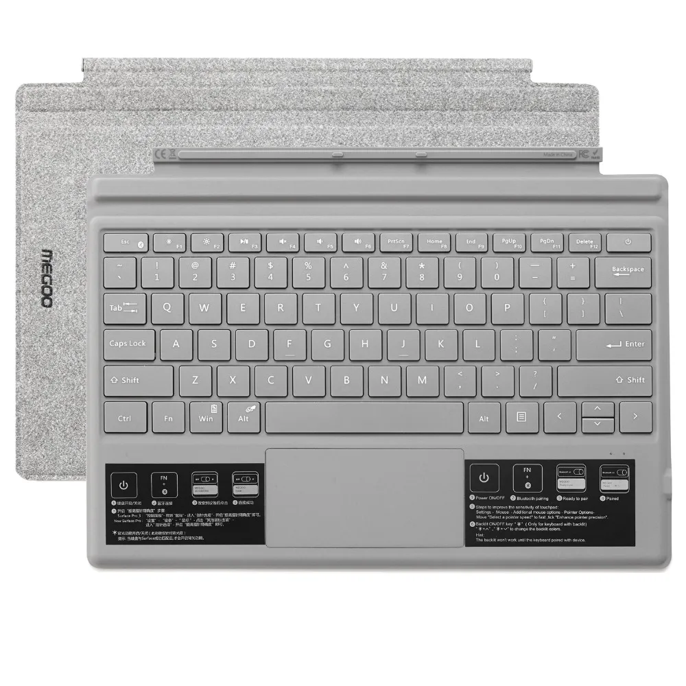 Megoo Surface Pro 6 Type Cover Slim Wireless Bluetooth Keyboard with Touchpad for Microsoft Surface Pro 6/4/3/5/New Surface Pro