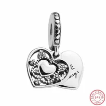 Элегантный кулон в форме сердца с прозрачными фианитами «Моя жена Always», очаровательные бусины для самостоятельного изготовления ювелирных изделий, подходят к Пандоре, подвески, серебро 925, FL559