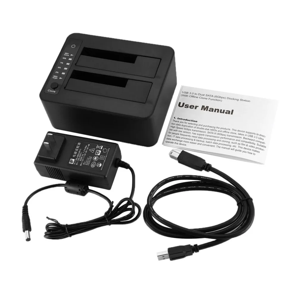 

2.5/3.5 inch Dual SATA HDD docking station 6 Gbps USB 3.0 externe met Offline Clone Functie HDD duplicator