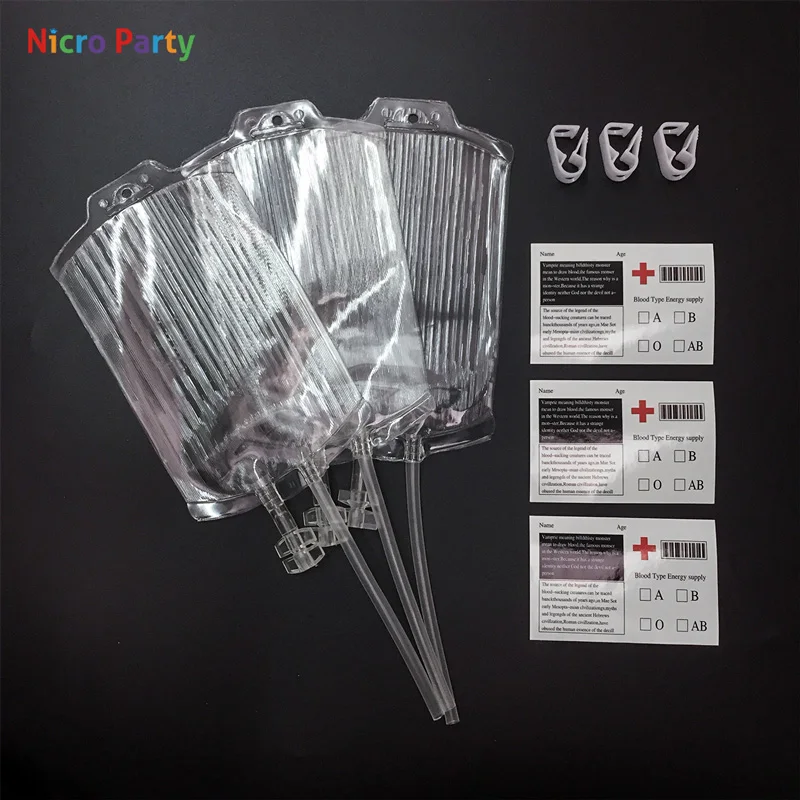 Nicro Clear Halloween Food Grade PVC Drink Bag The Vampire Diaries Cosplay Blood Bag Props Halloween Decoration Supplies #Oth168