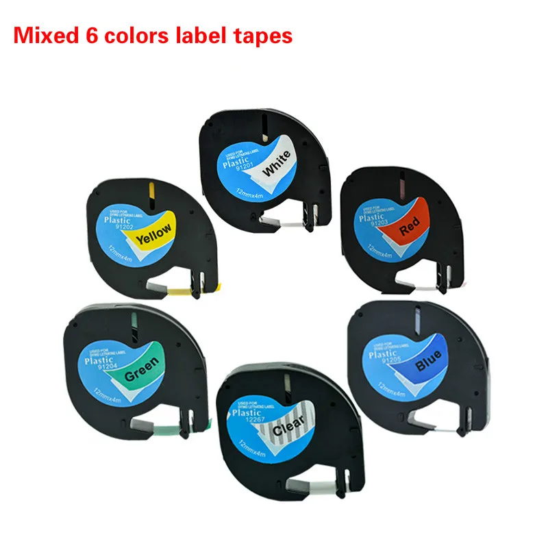 Dymo Letratag принтеры этикеток LT-100H производитель этикеток подходит для 12 мм letratag ленты кассеты 91201 91202 91203 91204 91205 - Цвет: Mixed 6colors labels