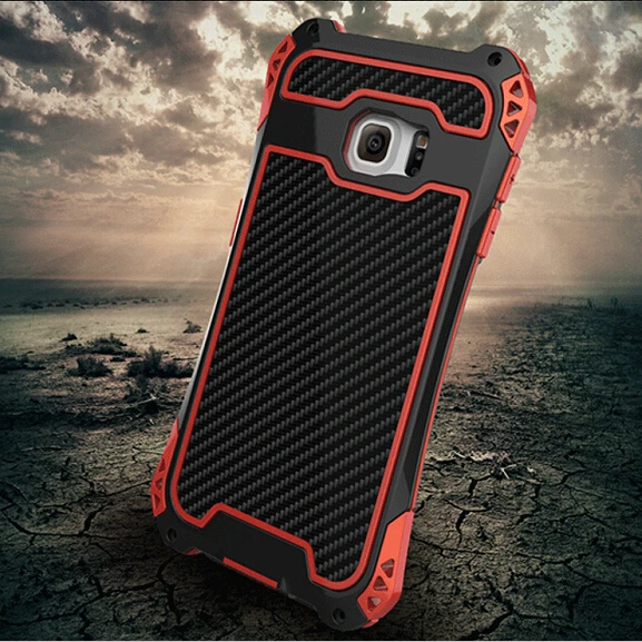imágenes para Prueba de choques impermeable de fibra de carbono de aluminio case para samsung galaxy s6 note 5 armadura de metal cubierta con vidrio templado gorila imágenes para Prueba de choques impermeable de fibra de carbono de aluminio case para samsung galaxy s6 note 5 armadura de metal cubierta con vidrio templado gorila