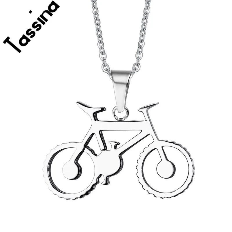 Tassina Stainless Steel Rider Bicycle Pendant Necklace Charm Jewelry Outdoor Riding Friend