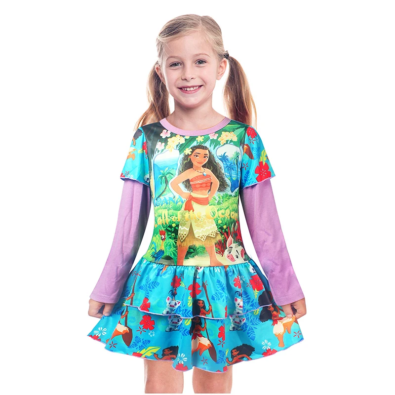 

2017 Summer Moana Princess Dress Baby Girls Dresses Children Pearl Party Halloween Costume Kids Girl Vintage Toddler tsum dress
