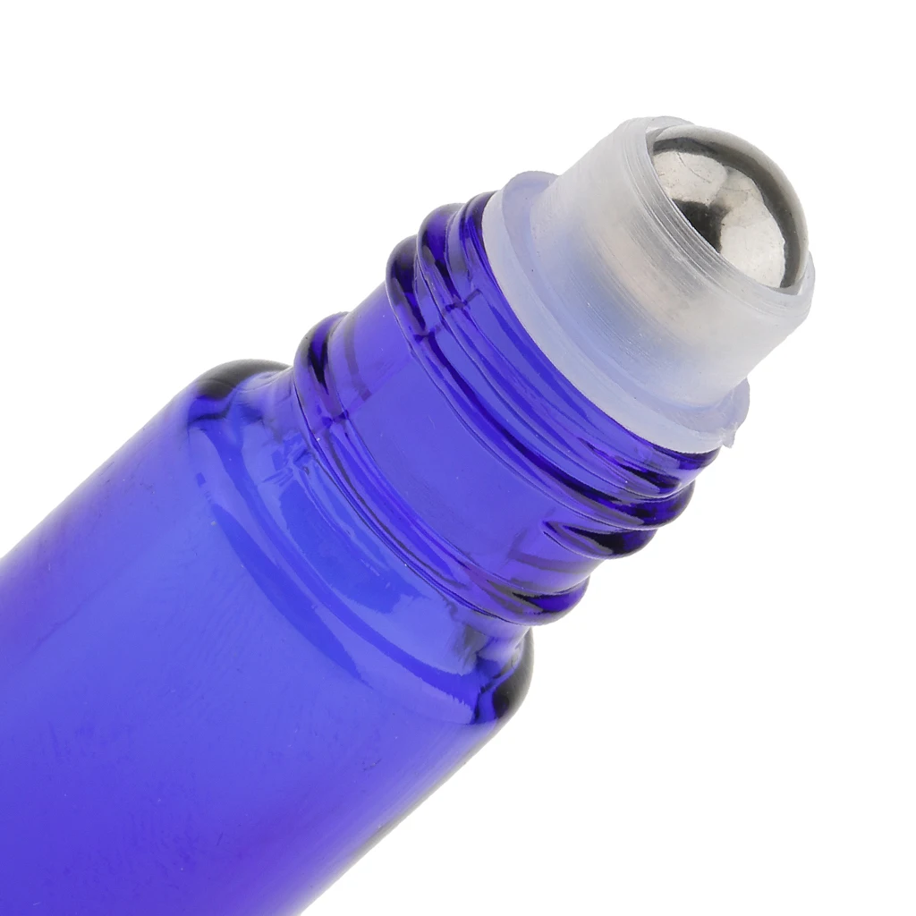 6pcs 10ml Refillable Empty Essential Oils Perfume Glass Roll On Bottles + 12 Mini Aluminum Liquid Funnels Set