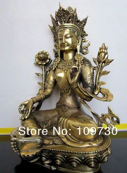 

free shipping Tibetan bronze green tara buddha statue 28cm