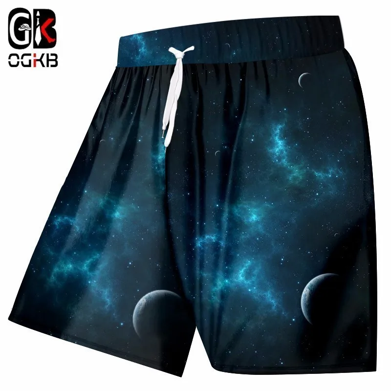 OGKB мужские летние пляжные шорты с 3D принтом Galaxy Space пляжные шорты Плавки мужские брендовые быстросохнущие Бермуды шорты для плавания Большие размеры