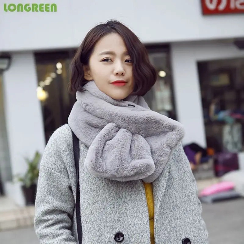 

Top Grade Fashion Autumn Winter Scarf Imitation Rabbit Hair Neck Warmer Pure Color Soft for Ladies Girl