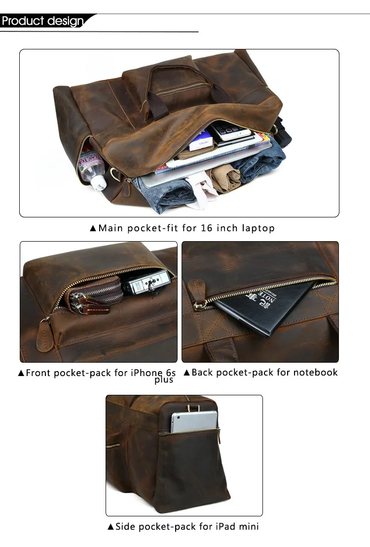 Large Capacity and Pockets of Leather Backpack