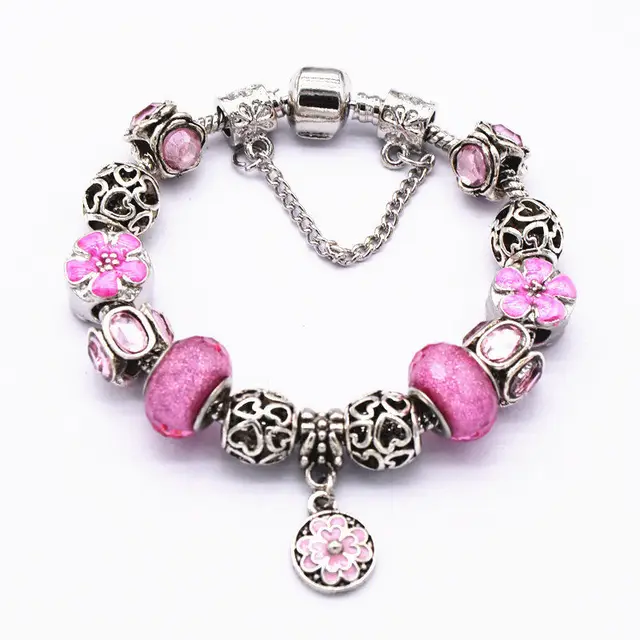 Voq Fashion European Style Pink Murano Gl Bead Bracelets For Voq Fashion European Style Pink Murano Gl Bead Bracelets For Women Friendship Charm Bracelet Vintage
