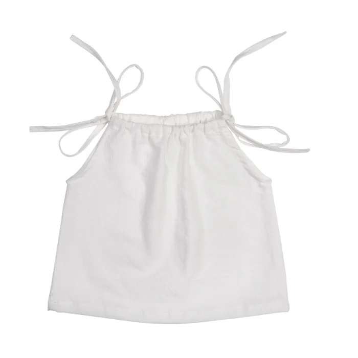 Летний хлопковый топ на бретелях для маленьких девочек, футболка без рукавов, топ с завязками на плечах для новорожденных, модная рубашка, FR024 - Цвет: 4