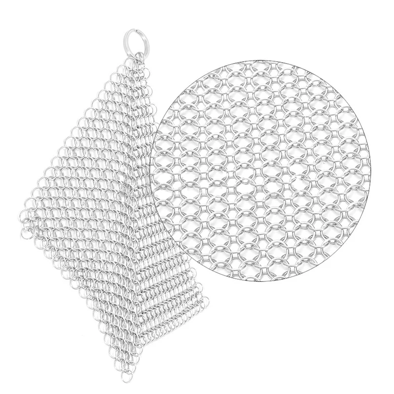 JX-LCLYL Stainless Steel Chainmail Ring Scrubber Cast Iron Skillet Pot Cleaner New