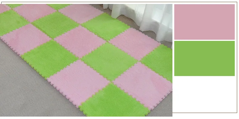 1Pcs 30*30cm EVA Plush Puzzle Mats Foam Shaggy Velvet Carpet Decorative Kids Room for Crawling Play Toys 8-Colors(Sample Try)