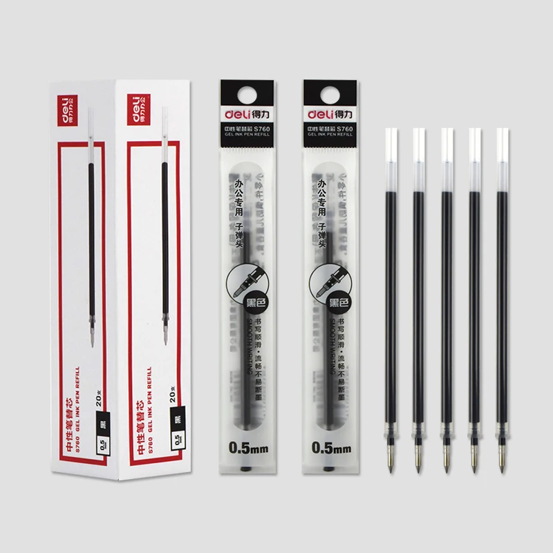 

Deli 20Pcs/Set Office Gel Pen Erasable Refill Rod Magic Erasable Pen Refill 0.5mm Blue Black Gel Ink School Stationery