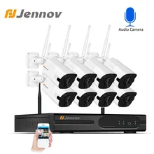 Jennov HD 8CH Беспроводная NVR CCTV система 2MP 1080P уличная Водонепроницаемая WiFi ip-камера, Аудио запись, безопасность, видеонаблюдение, комплект