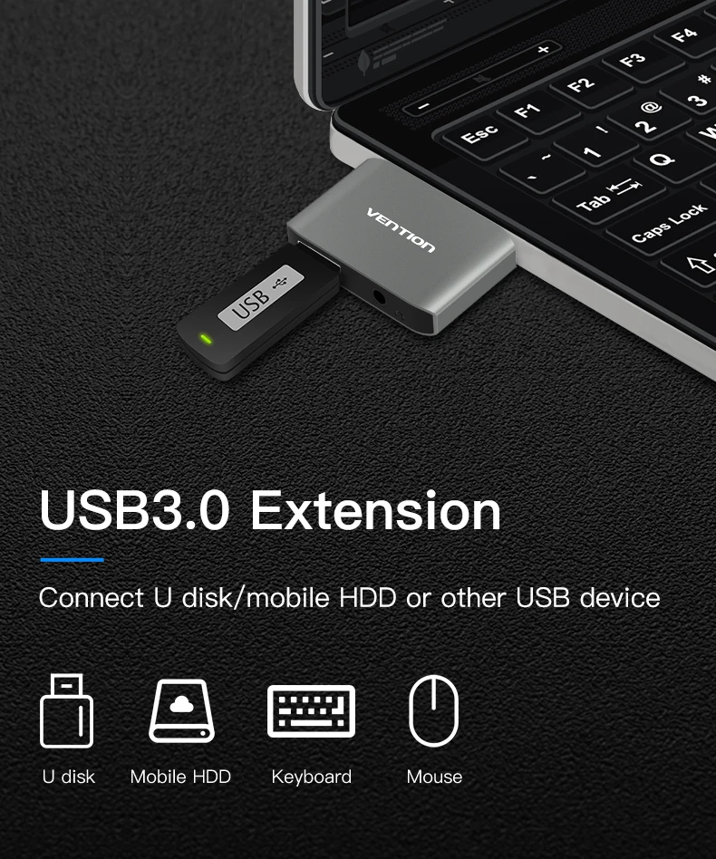 Vention Тип C звуковая карта USB 3,0 AUX адаптер внешняя звуковая карта USB 3,0 конвертер USB-C к AUX аудио карта для MacBook