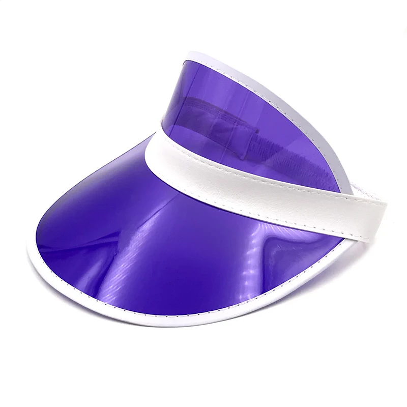 

Summer Unisex Women Men Sun Hat Candy Color Transparent Empty Top Plastic PVC Sunshade Hat Visor Caps Bicycle Sunhat wholesale