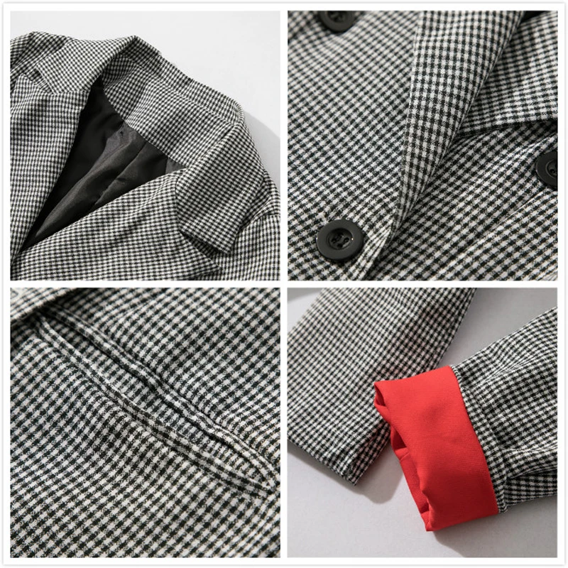 Korea Style Casual Plaid Women Pant Suits Notched Collar Blazer Jacket And Pencil Pant Elegant Gray Female Suit Set Korea Style Casual Plaid Women Pant Suits Notched Collar Blazer Jacket And Pencil Pant Elegant Gray Female Suit Set