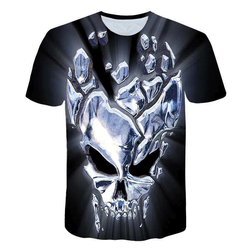 

BIAOLUN Masked Skull 3D t shirt Woman Men Silver Skull Tshirt Print Summer Tops Casual Tees Short Sleeve Streetwear 2019 New