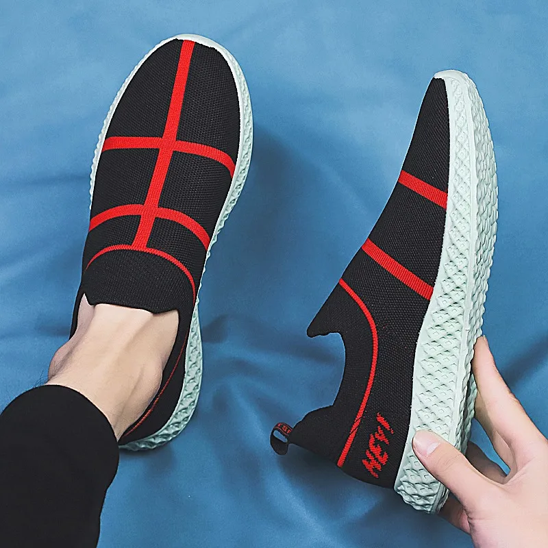 

Hot Sale Men Running Shoes Summer Mesh Breathable Sneakers Men Solid Slip On Comfortable Trainers Shoes Outdoor Jogging Footwear