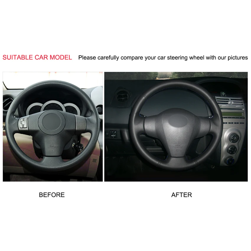 Сшитый вручную PU искусственная кожа Чехол рулевого колеса автомобиля для Toyota RAV4 2006-2012 Vios 2008-2013 Yaris 2007-2011