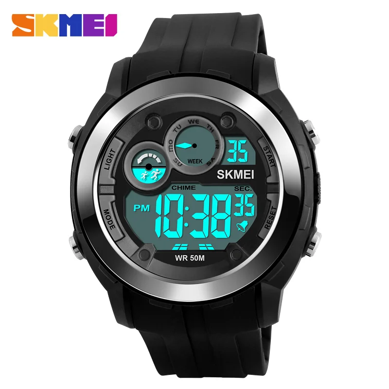 SKMEI 1234 Outdoor Sports Watches Men Digital Wristwatches Alarm Black Light Waterproof Top Brand Luxury Male