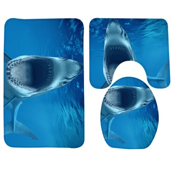 

2017 New 3Pcs Bath Mat Set Cartoon animal pattern Anti Slip Bathroom Rug