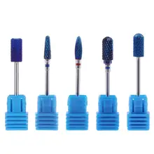 5 Тип синий карбид вольфрама для заусенец Нано покрытие ногтей сверло металлические биты для Электрический маникюр ногтей дрель аксессуары