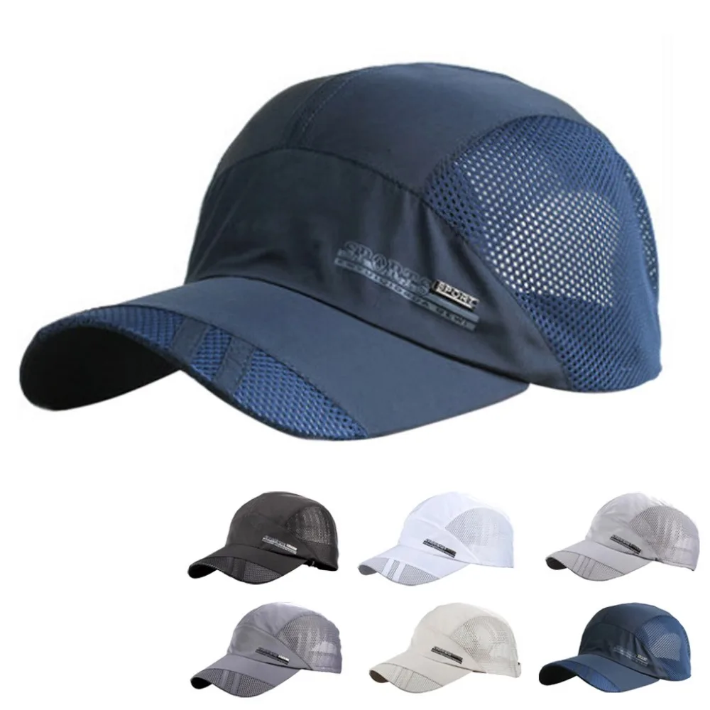 Plain Mesh Snapback Baseball Cap Quick Drying Hats for Men Cotton