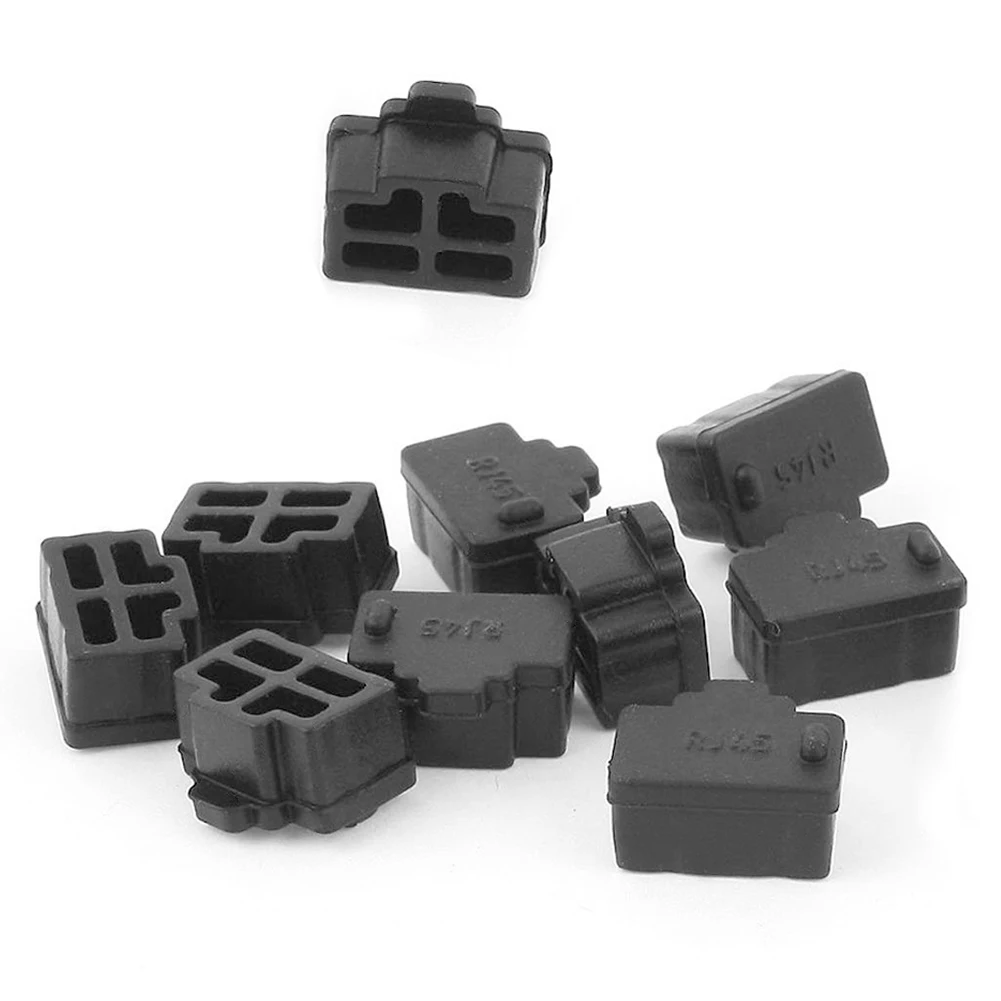 

10Pcs Black Laptop/computer/Router Ethernet Hub Port RJ45 Networke Interface Protector Cover Cap Anti Dust Plug