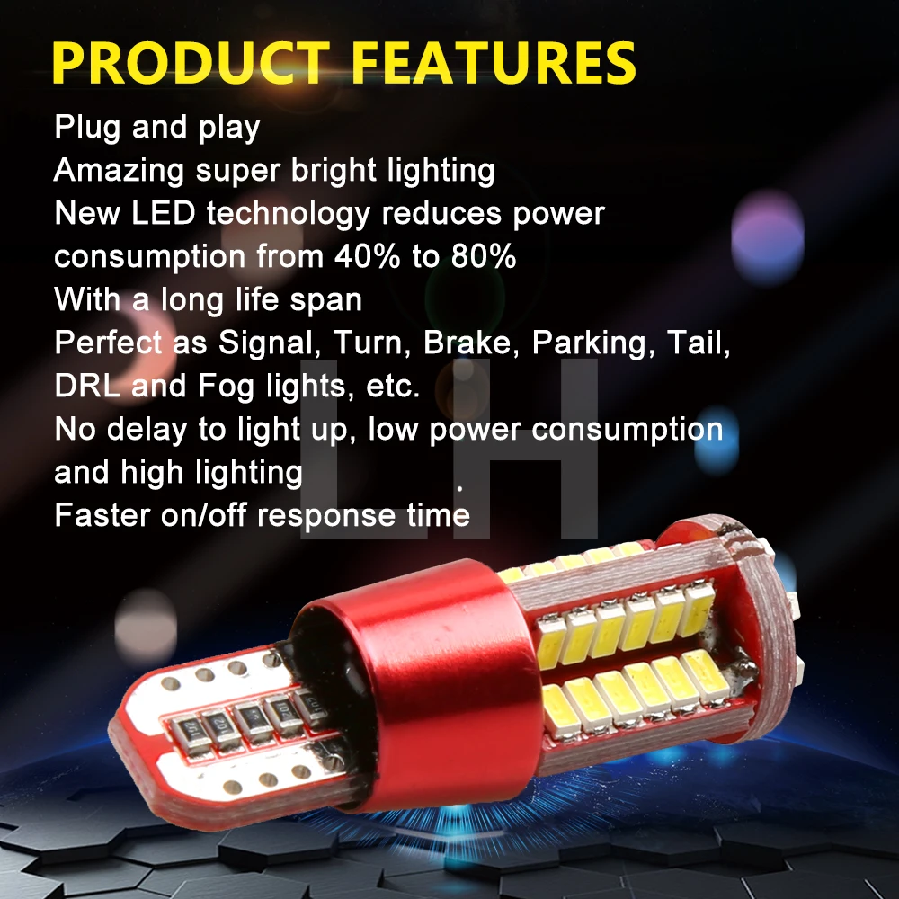 2 шт. Автомобильный светодиодный 3014 SMD 57 6000K противотуманная фара T10 T15 Тормозная