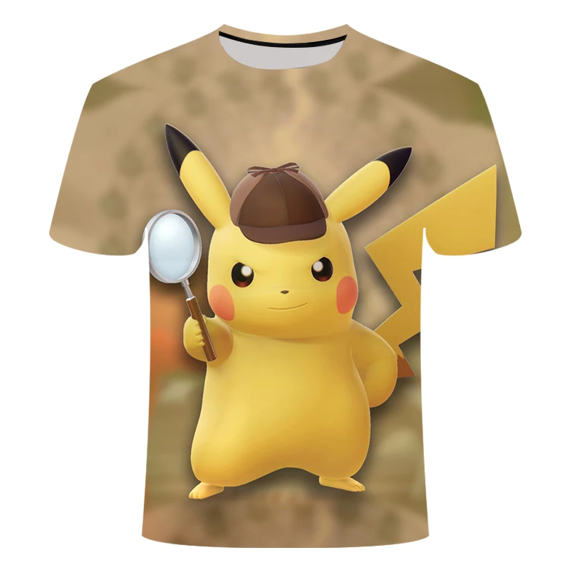 Футболка для мужчин и женщин с 3D фильмом Detective Pokemon Pikachu летняя повседневная