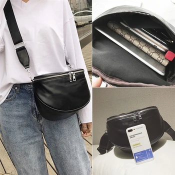 

PU Leather Fanny Pack Zipper Up Fashion Women Waist Bag Chain Anti Theft Purse Crossbody Bum Belt Bag Waterproof