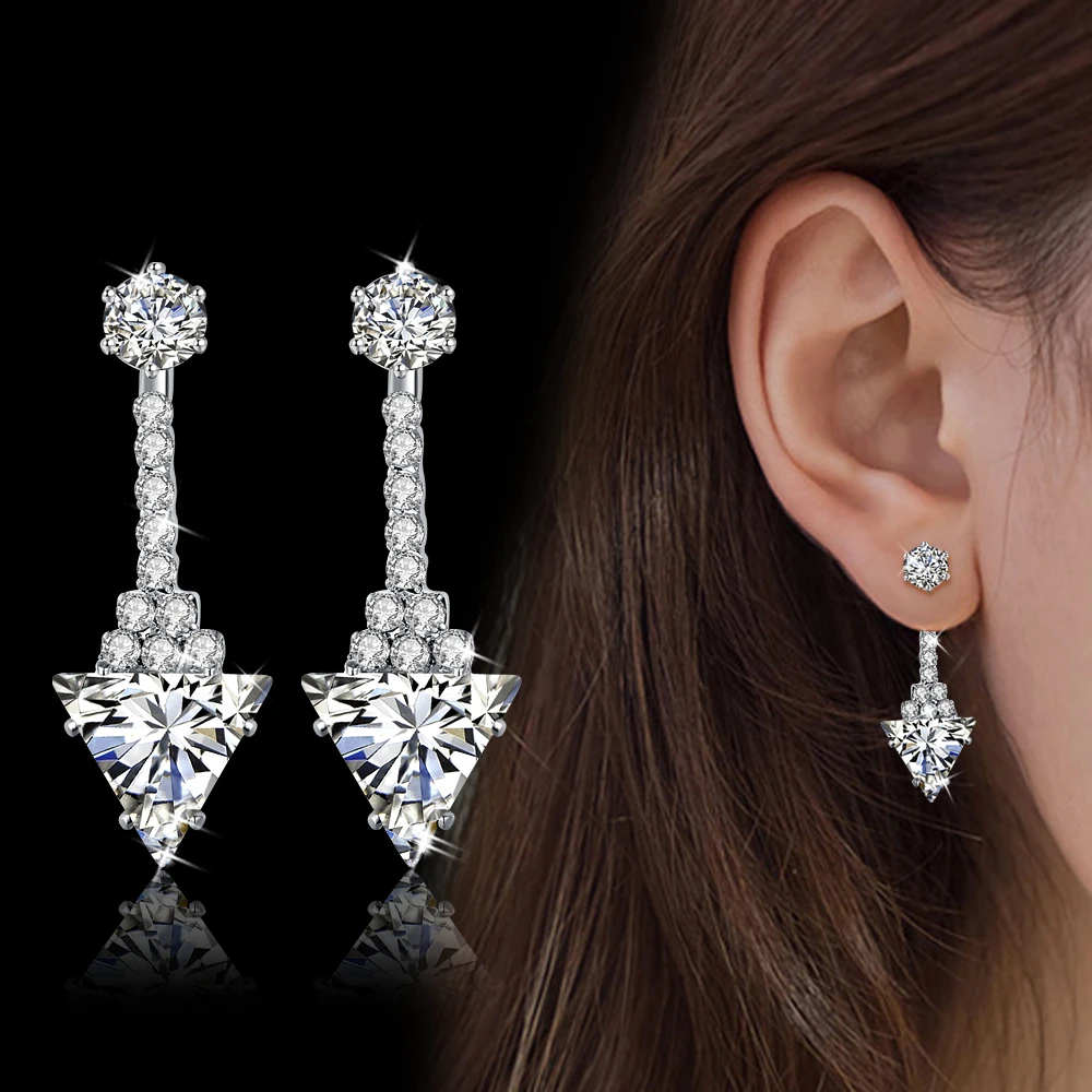 

Luxury Triangel Design Wedding Bridal Earring For Women Cubic Zirconia Earring Mirco Claw Chain Jewelry 2019 New Arrival