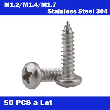 

M1.2/M1.4/1.7 50pcs Cross recessed round head tapping screws self-tapping screws 304 stainless steel screw