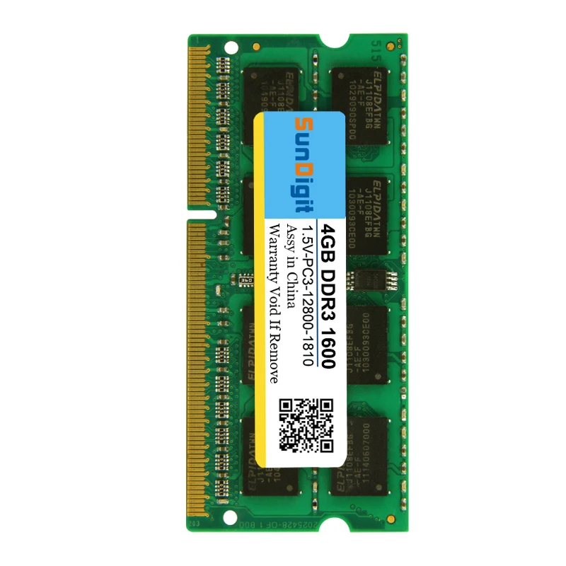 SunDigit Laptop Memory Ram DDR1 DDR2 DDR3  1600 Mhz 1333 800 400  8GB 4GB 2GB 1GB 512MB for Notebook Sodimm Memoria DDR 1 2 3