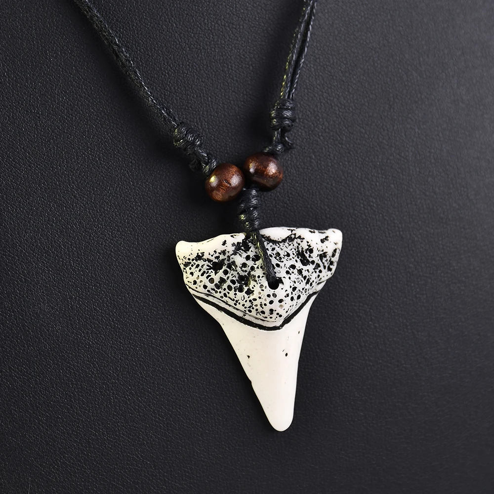 Mens Shark Tooth Teeth Pendant Necklace Charm Wax Cord Rope String Chain Jewelry Dropshipping Mens Shark Tooth Teeth Pendant Necklace Charm Wax Cord Rope String Chain Jewelry Dropshipping
