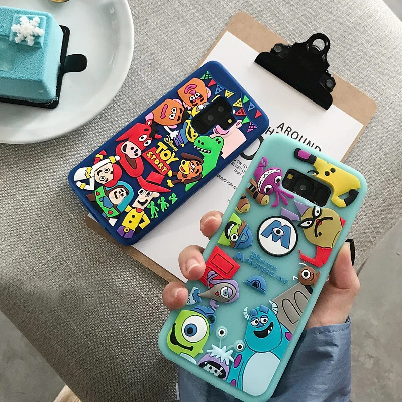 

Monsters Toy Story Cartoon Cute Case For Samsung S8 S9 Plus Candy Color 3D Silicon Soft Cover For iPhone X XS Max XR 8 7 6 6s