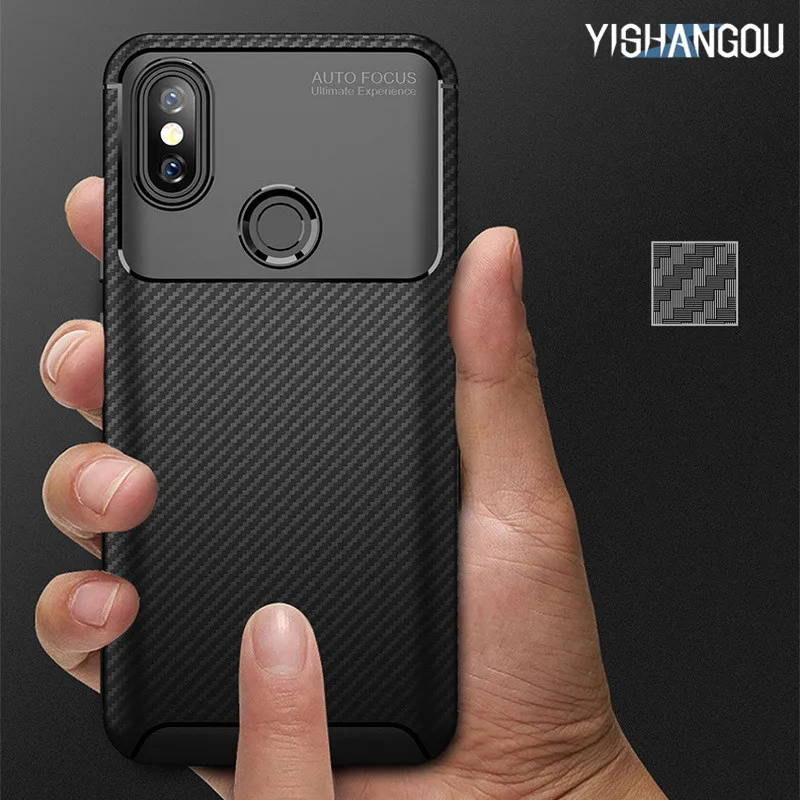 buy YISHANGOU Carbon Fiber Case For Xiaomi Mi A2 Lite 8 SE Pocophone F1 6X Soft Silicon Back Cover For Redmi Note 6 Pro 5 Plus 6A