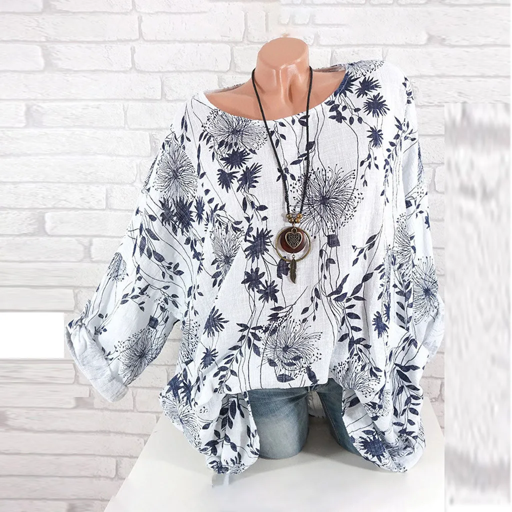 

Feitong Brand Clothes Womens Tops And Blouses Plus Size Casual O-Neck Leaves Print long Sleeve Blouse Shirt Tops Blusas Mujer