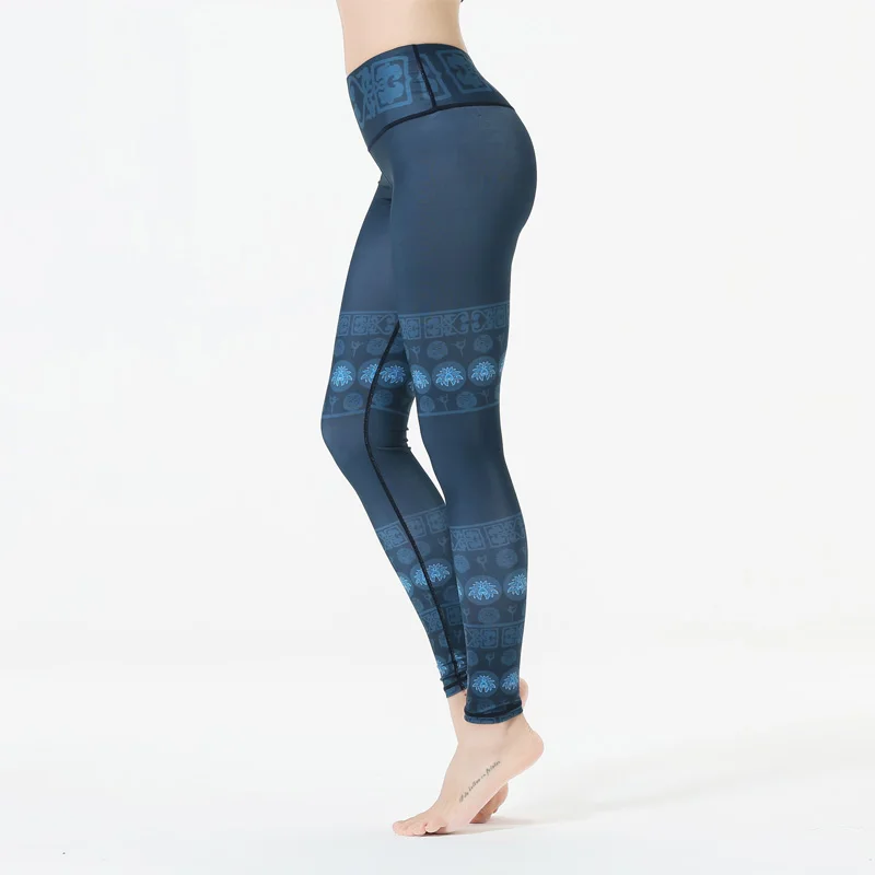 Женские Леггинсы для йоги с мандалой и мятным принтом для фитнеса, эластичные леггинсы для женщин, эластичные брюки для бега