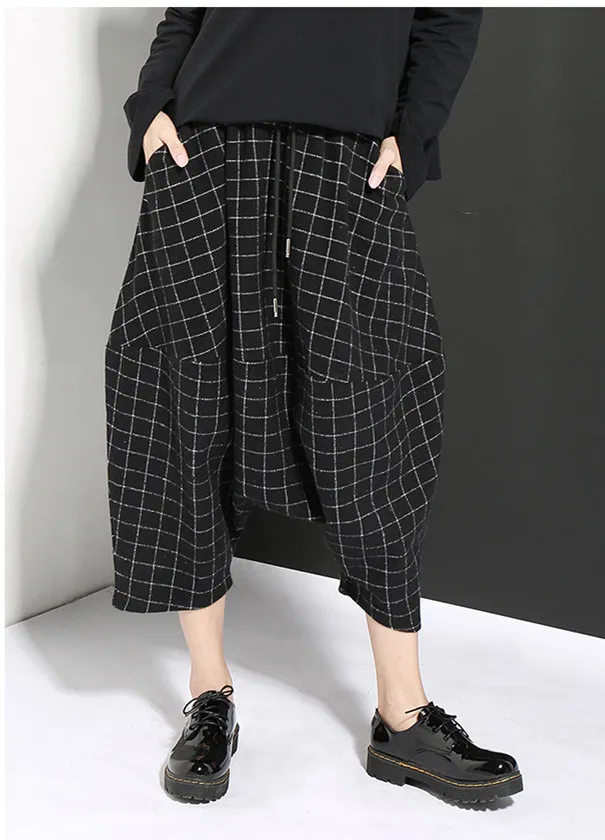 

Vadim Spandex Cotton Flat Mid Special Offer Sweatpants Sale Pants Free Shipping 2019 New Casual Plaid Personality Seven Harem
