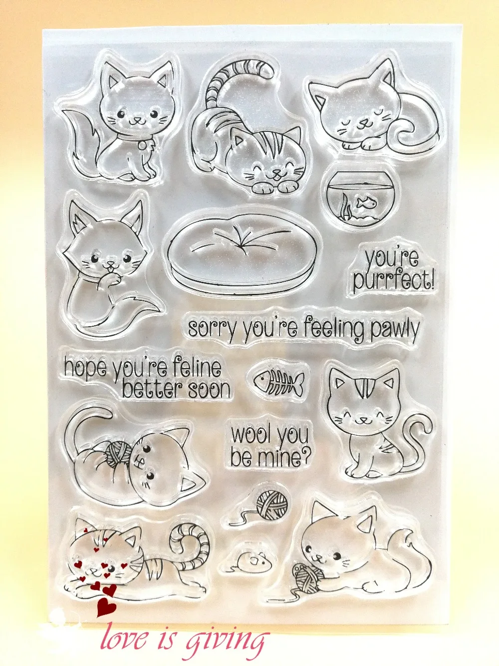 Cute Cat transparent Clear Silicone Stamp/Seal for DIY scrapbooking/photo album Decorative clear stamp M1140