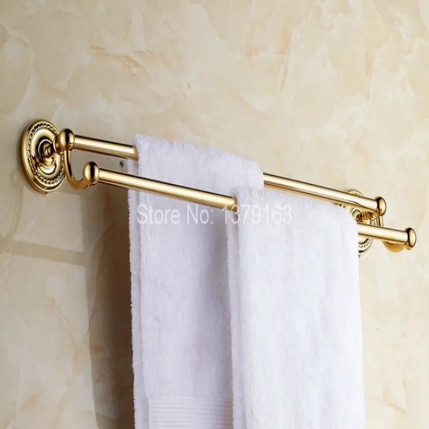 Bathroom Towel Rail Chrome Wall Mount Brass Towel Holder with Double Rod 578mm 