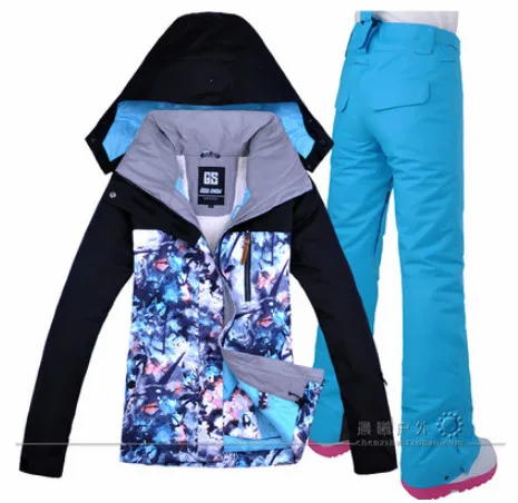 Gsou лыжная куртка+ лыжные штаны для женщин, походная или походная одежда, высокое качество, женский лыжный костюм, комплект для сноубординга на открытом воздухе - Цвет: color 3