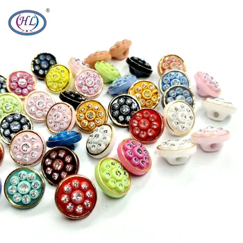

HL 20/50/80pcs 12MM Mixed Color Acrylic Buttons With Rhinestones Shank Shirt Sewing Accessories DIY Scrapbooking