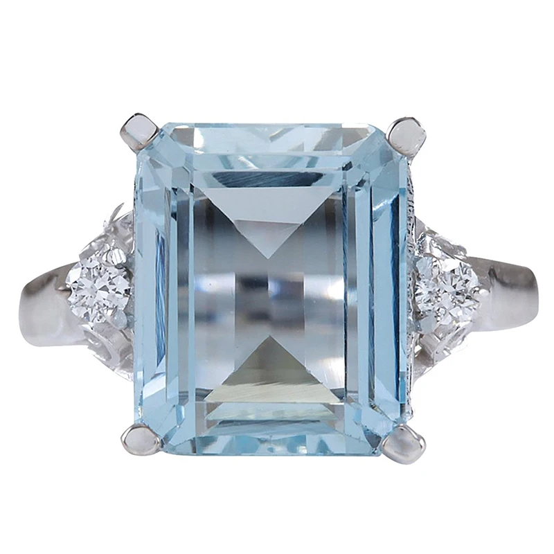 

Princess Square Blue Stone Rings for Women Wedding Engagement Ring Luxury Charm Silver Jewelry Bague Femme Anillos Mujer Z3H946