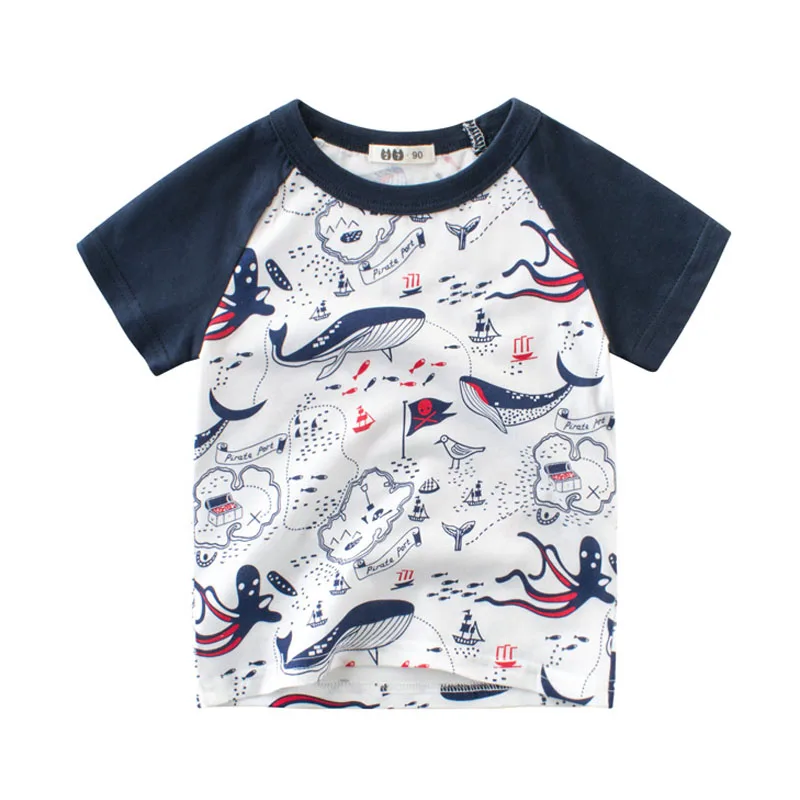 

2019 Summer Boys Tops Children's T-shirts Cotton Short Sleeve Dolphin Kids T shirt 2 3 4 5 6 7 8 Years Toddler Boys Baby T Shirt